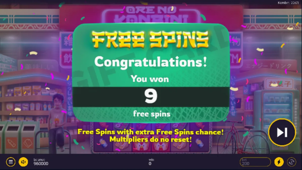 Tampilan visual neon dari slot Ore No Konbini